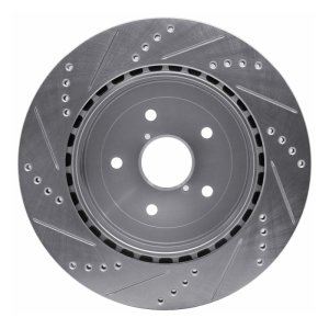 Subaru Impreza Brake Rotor (1) - Rear Right - R1 Concepts - Drilled & Slotted - Silver - `05-`07